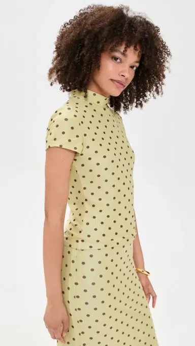 Another Girl Polka Dot Mesh High Neck Top | Thumbnail 4 Another Girl Polka Dot Mesh High Neck Top | Thumbnail 4