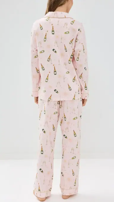 BedHead PJs Cotton Knit Long Sleeve Long Pajama Set Pop Fizz Clink M | Thumbnail 3