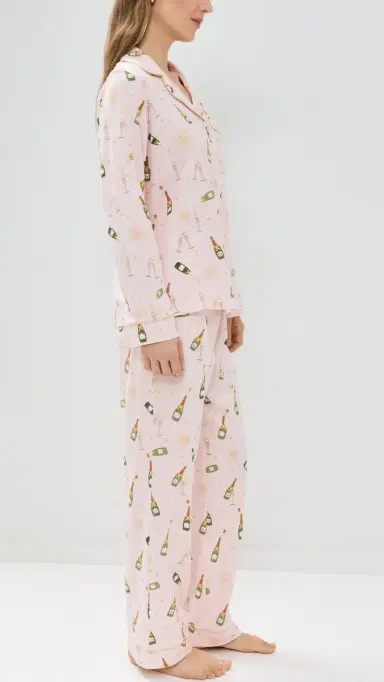BedHead PJs Cotton Knit Long Sleeve Long Pajama Set Pop Fizz Clink M | Thumbnail 4