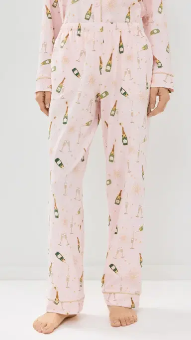 BedHead PJs Cotton Knit Long Sleeve Long Pajama Set Pop Fizz Clink M | Thumbnail 5