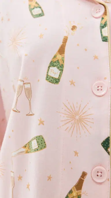 BedHead PJs Cotton Knit Long Sleeve Long Pajama Set Pop Fizz Clink M | Thumbnail 6