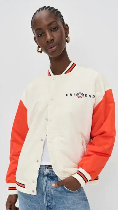 Terez Bears Colorblock Bomber Jacket Bears Sugar Swizzle/Orange S | Thumbnail 2