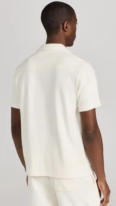 Vince Boucle Button Down Shirt Bone | Thumbnail 3