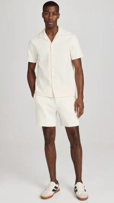 Vince Boucle Button Down Shirt Bone | Thumbnail 5