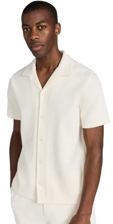 Vince Boucle Button Down Shirt Bone | Thumbnail 1