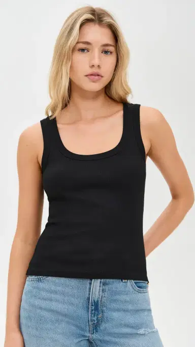 Madewell (Re)Generative Cotton Ribbed Scoop Neck Tank Jet Black S | Thumbnail 2