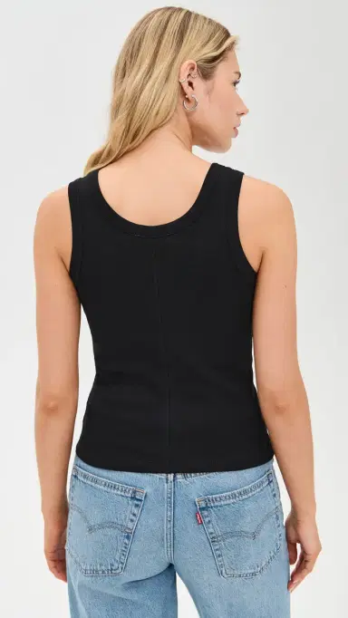 Madewell (Re)Generative Cotton Ribbed Scoop Neck Tank Jet Black S | Thumbnail 3