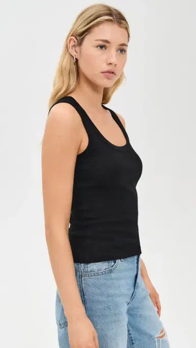 Madewell (Re)Generative Cotton Ribbed Scoop Neck Tank Jet Black S | Thumbnail 4