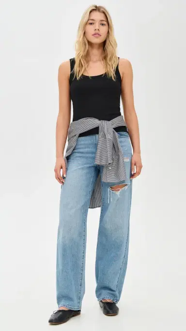 Madewell (Re)Generative Cotton Ribbed Scoop Neck Tank Jet Black S | Thumbnail 5
