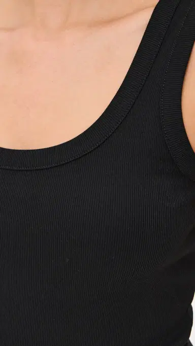 Madewell (Re)Generative Cotton Ribbed Scoop Neck Tank Jet Black S | Thumbnail 6