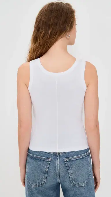 Madewell (Re)Generative Cotton Ribbed Scoop Neck Tank White L | Thumbnail 3