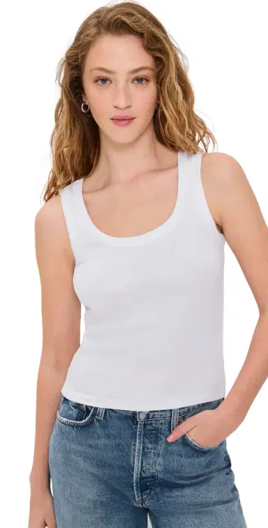 Madewell (Re)Generative Cotton Ribbed Scoop Neck Tank White L | Thumbnail 1