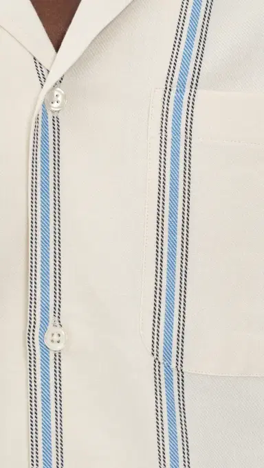 Les Deux Lawson Stripe Short Sleeve Shirt Eggnog White | Thumbnail 6 Les Deux Lawson Stripe Short Sleeve Shirt Eggnog White | Thumbnail 6