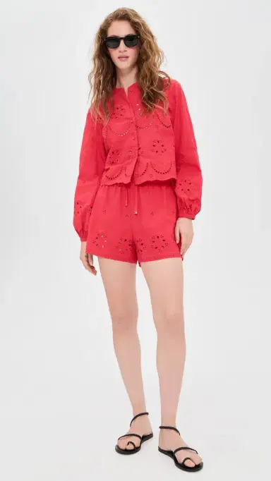 CAMI NYC Jomi Mid Rise Cotton Shorts Candy Apple | Thumbnail 5 CAMI NYC Jomi Mid Rise Cotton Shorts Candy Apple | Thumbnail 5