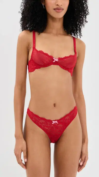Fleur du Mal Bianca Lace Balconette Bra Rouge | Thumbnail 5 Fleur du Mal Bianca Lace Balconette Bra Rouge | Thumbnail 5