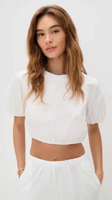 LE BOP Lillian Cropped Blouse White | Thumbnail 2 LE BOP Lillian Cropped Blouse White | Thumbnail 2