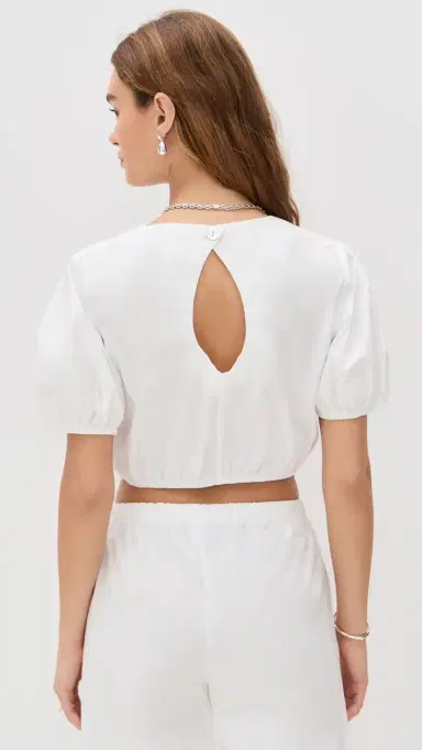 LE BOP Lillian Cropped Blouse White | Thumbnail 3 LE BOP Lillian Cropped Blouse White | Thumbnail 3