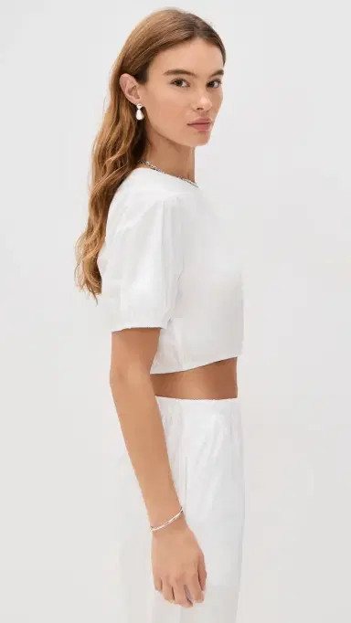 LE BOP Lillian Cropped Blouse White | Thumbnail 4 LE BOP Lillian Cropped Blouse White | Thumbnail 4