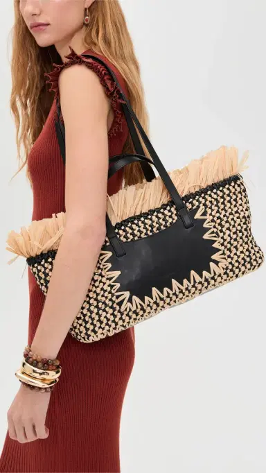 Ulla Johnson Lali Small East-West Tote Noir Natural One Size | Thumbnail 3 Ulla Johnson Lali Small East-West Tote Noir Natural One Size | Thumbnail 3