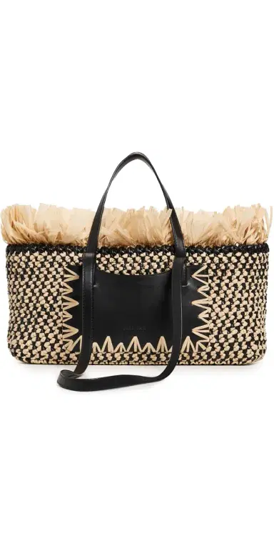Ulla Johnson Lali Small East-West Tote Noir Natural One Size | Thumbnail 1 Ulla Johnson Lali Small East-West Tote Noir Natural One Size | Thumbnail 1