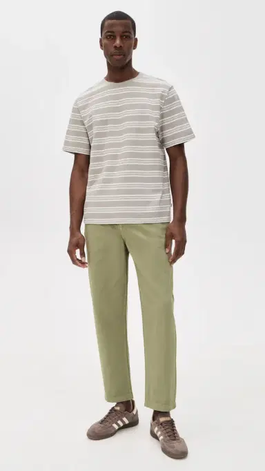 Wax London Textured Stripe Dean Tee Taupe/Ecru S | Thumbnail 5