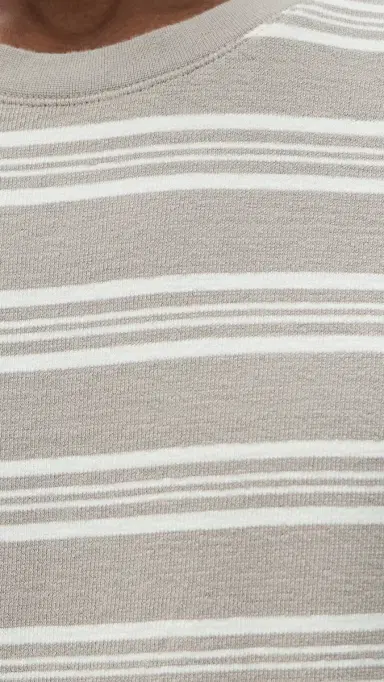 Wax London Textured Stripe Dean Tee Taupe/Ecru S | Thumbnail 6