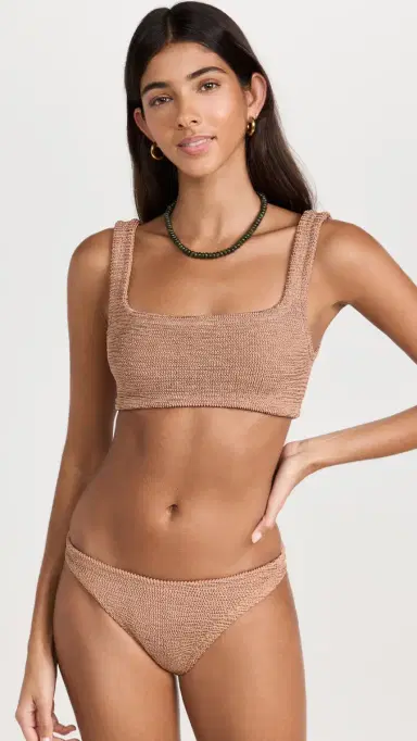 Hunza G Xandra Bikini Set Metallic Cocoa One Size | Thumbnail 2