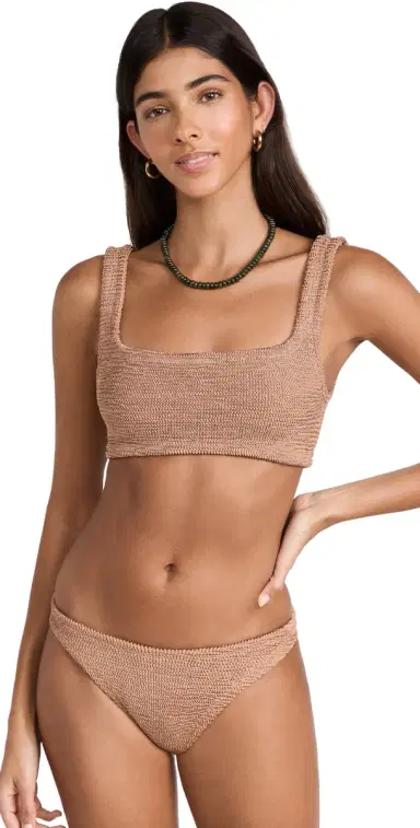 Hunza G Xandra Bikini Set Metallic Cocoa One Size | Thumbnail 1