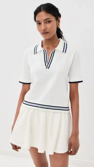 The Upside Archie Collared Knit Polo White | Thumbnail 2 The Upside Archie Collared Knit Polo White | Thumbnail 2