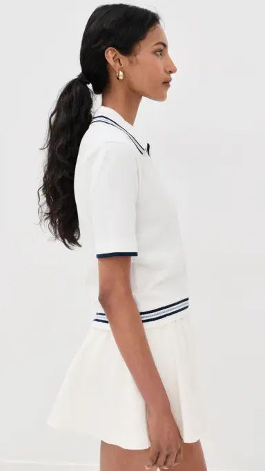The Upside Archie Collared Knit Polo White | Thumbnail 4 The Upside Archie Collared Knit Polo White | Thumbnail 4