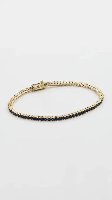 Alexa Leigh Navy Crystal Tennis Bracelet Yellow Gold One Size | Thumbnail 2