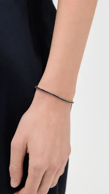 Alexa Leigh Navy Crystal Tennis Bracelet Yellow Gold One Size | Thumbnail 3