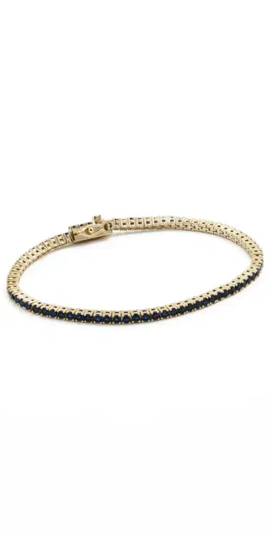 Alexa Leigh Navy Crystal Tennis Bracelet Yellow Gold One Size | Thumbnail 1