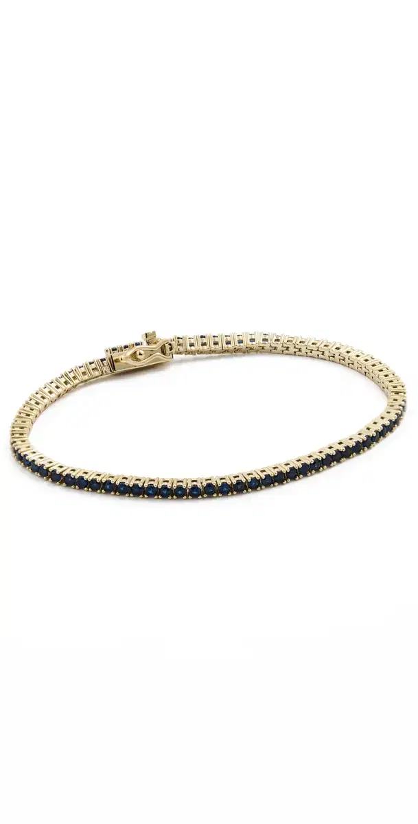 Navy Crystal Tennis Bracelet Yellow Gold One Size