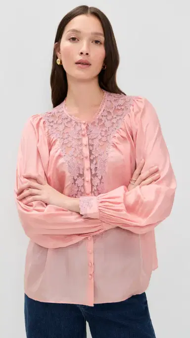 LoveShackFancy Carine Top Pink Nude | Thumbnail 2 LoveShackFancy Carine Top Pink Nude | Thumbnail 2