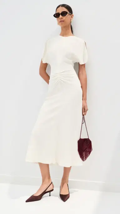 Victoria Beckham Bela Midi Dress  (Bright) | Thumbnail 2