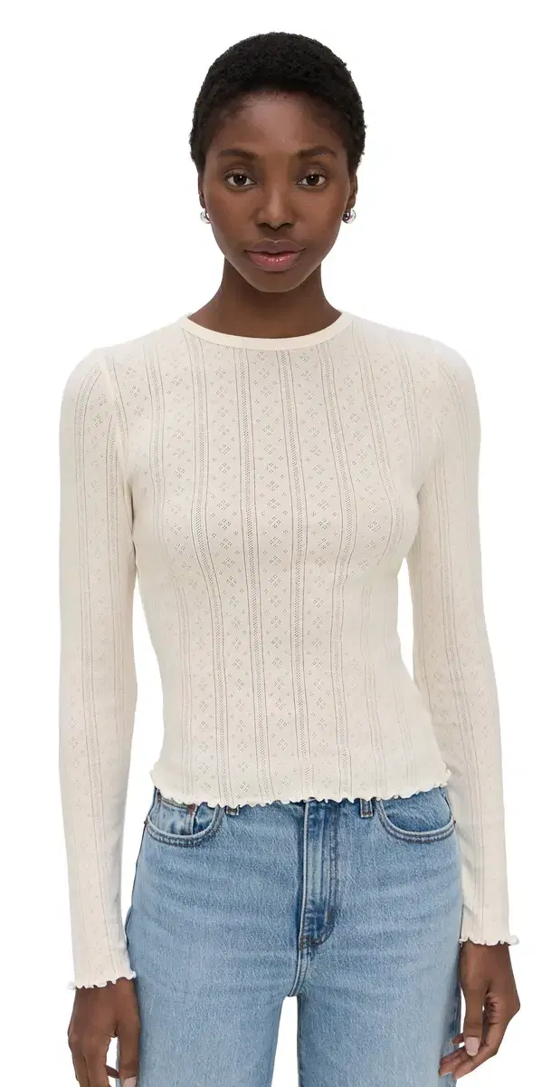 Waverly Pointelle Crewneck Tee Cloud Dancer