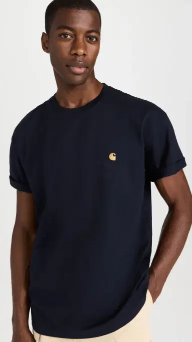 Carhartt WIP Short Sleeve Chase T-Shirt Dark Navy/Gold | Thumbnail 2