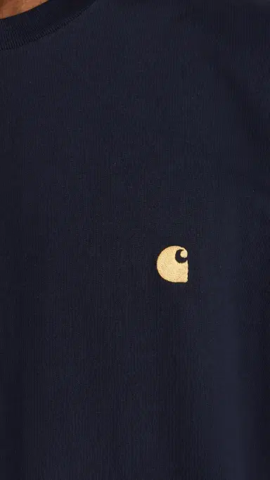 Carhartt WIP Short Sleeve Chase T-Shirt Dark Navy/Gold | Thumbnail 6