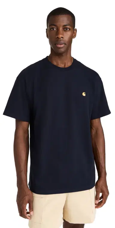 Carhartt WIP Short Sleeve Chase T-Shirt Dark Navy/Gold | Thumbnail 1