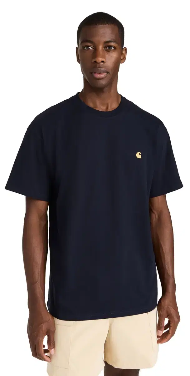 Carhartt WIP hort leeve Chase T-hirt Dark Navy/Gold