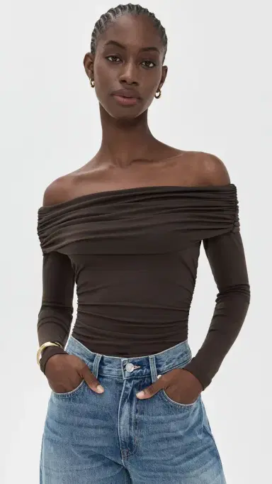 susana monaco Off Shoulder Gathered Top Java L | Thumbnail 2 susana monaco Off Shoulder Gathered Top Java L | Thumbnail 2