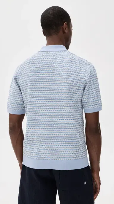 Wax London Mini Geo Naples Knit Polo Light Blue | Thumbnail 3 Wax London Mini Geo Naples Knit Polo Light Blue | Thumbnail 3