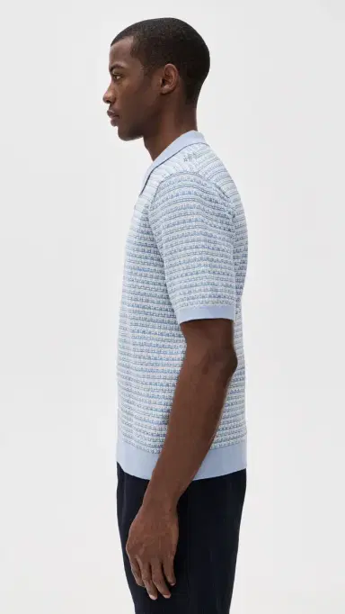 Wax London Mini Geo Naples Knit Polo Light Blue | Thumbnail 4 Wax London Mini Geo Naples Knit Polo Light Blue | Thumbnail 4