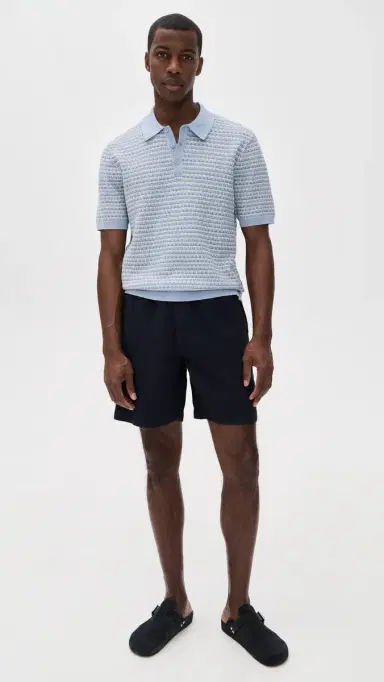 Wax London Mini Geo Naples Knit Polo Light Blue | Thumbnail 5 Wax London Mini Geo Naples Knit Polo Light Blue | Thumbnail 5