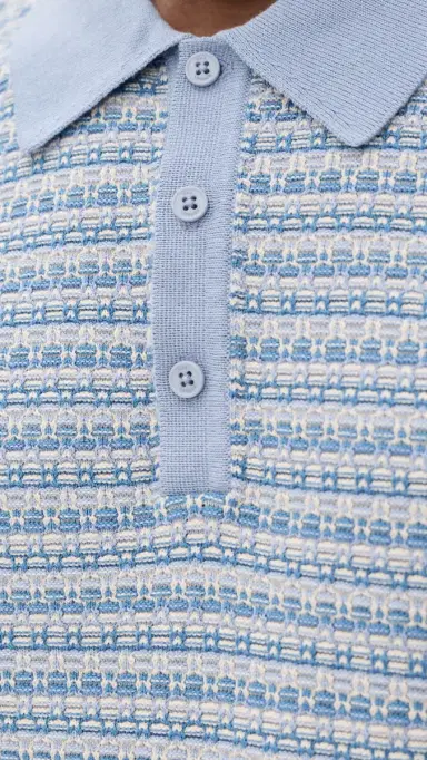 Wax London Mini Geo Naples Knit Polo Light Blue | Thumbnail 6 Wax London Mini Geo Naples Knit Polo Light Blue | Thumbnail 6