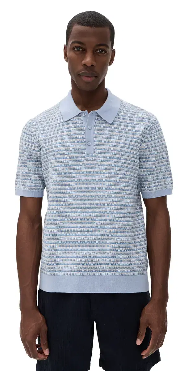 Mini Geo Naples Knit Polo ight Blue