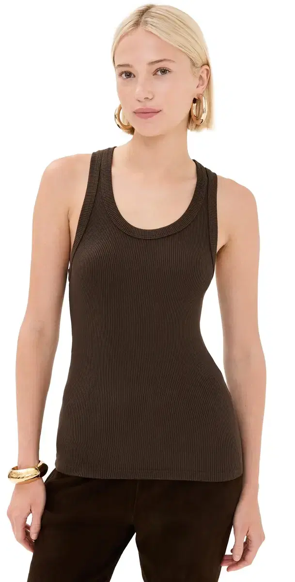 SPRWMN Rib Fitted cooped Tank Americano