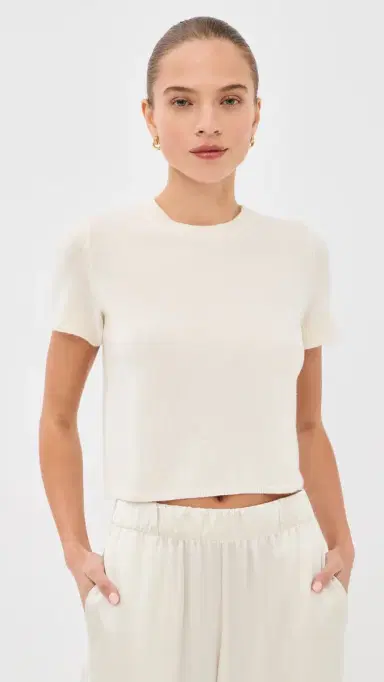 Sablyn Charleston Relaxed Crewneck Cashmere Tee Gardenia L | Thumbnail 2