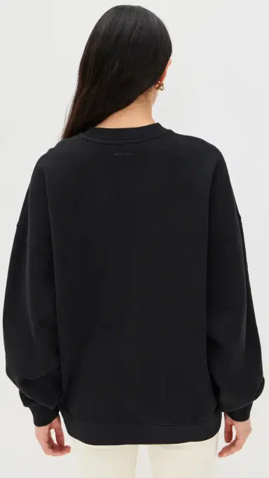 Anine Bing Miles Oversized Letterman Sweatshirt Black | Thumbnail 3